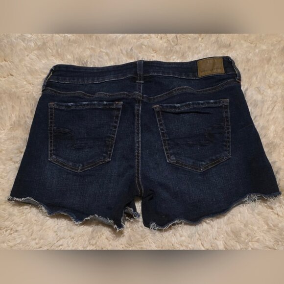 American Eagle Outfitters Women's Dark Blue Denim Shortie Shorts - Picture 6 of 7